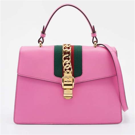 gucci sylvie tophandle pink|gucci sylvie purses.